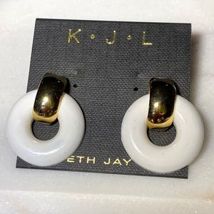 Kenneth Jay Lane Door Knocker White Gold Earrings